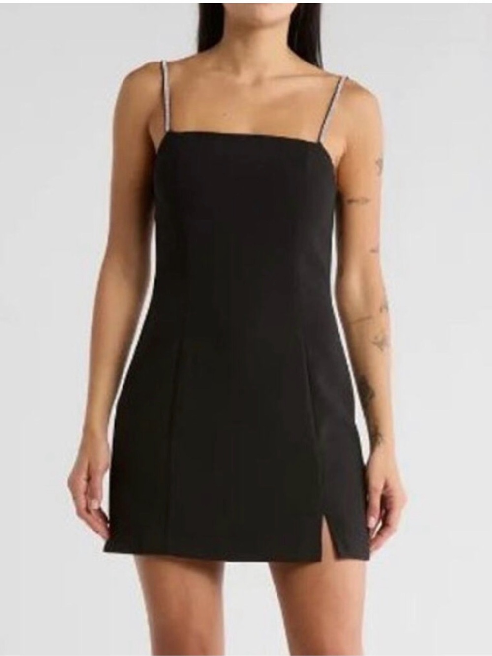 ASTR Women's Black Mini Dress with silver Straps size M